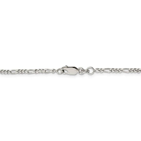 2.25mm Sterling Silver, Solid Figaro Chain Necklace, 18 Inch - Picture 4 of 8